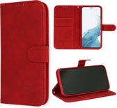 Casemania Hoesje Geschikt voor Samsung Galaxy S23 Plus Crimson Red - Luxe Kunstlederen Portemonnee Book Case