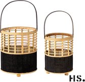 Home society - lantaarn - per 2 stuks - windlicht - bamboe - woondecoratie - tuin