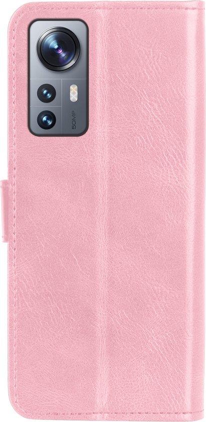 Xiaomi 12X Cover Bookcase Flip Case Book Cover Avec 2x Protecteur d'écran - Xiaomi 12X Case Book Case - Rose Clair