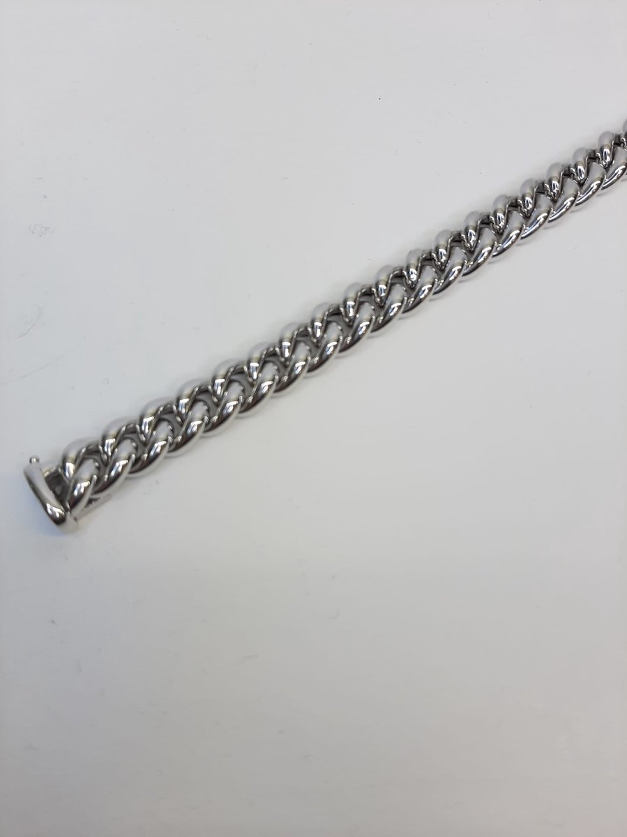 Witgouden armband - 14karaat - 20 cm - gourmet - sale Juwelier Verlinden St. Hubert - van €2875,= voor €1895,=