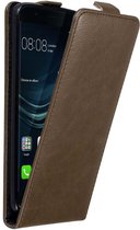 Cadorabo Hoesje geschikt voor Huawei P9 in KOFFIE BRUIN - Beschermhoes in flip design Case Cover met magnetische sluiting