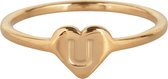 CHARMIN’S - INITIALEN - ZEGELRING - HARTJE - GOLDPLATED - LETTER U - MAAT 18 - STAINLESS STEEL - WATERPROOF