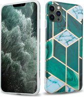 Cadorabo Hoesje geschikt voor Apple iPhone 12 PRO MAX in Donkergroen Wit Goud Marmer No. 6 - Beschermhoes gemaakt van TPU siliconen Case Cover met mozaïek motief