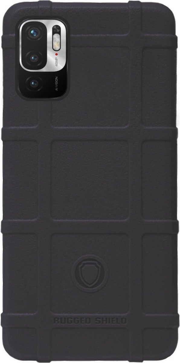 RUGGED SHIELD Rubber Bumper Case Hoesje Geschikt voor Xiaomi Redmi Note 10 (5G) - Zwart
