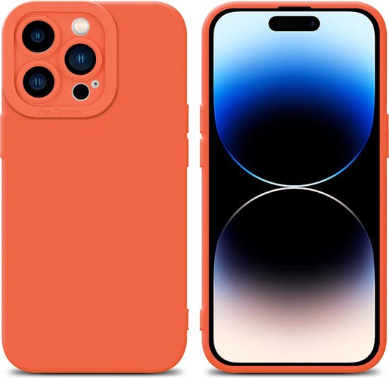 Cadorabo Hoesje geschikt voor Apple iPhone 14 PRO in FLUID ORANJE - Beschermhoes gemaakt van flexibel TPU silicone Cover Fluid Case