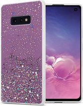 Cadorabo Hoesje voor Samsung Galaxy S10e in Paars met Glitter - Beschermhoes van flexibel TPU silicone met fonkelende glitters Case Cover Etui