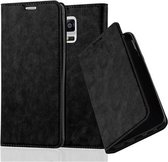 Cadorabo Hoesje geschikt voor Samsung Galaxy NOTE 4 in ZWARTE NACHT - Beschermhoes met magnetische sluiting, standfunctie en kaartvakje Book Case Cover Etui