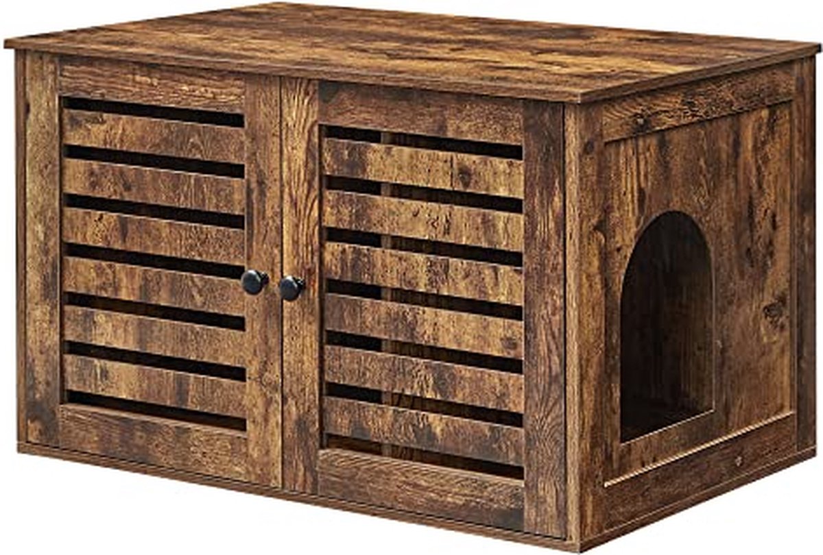 Kattenbak - Kattenhuis - Met deuren - Vintage - Bruin