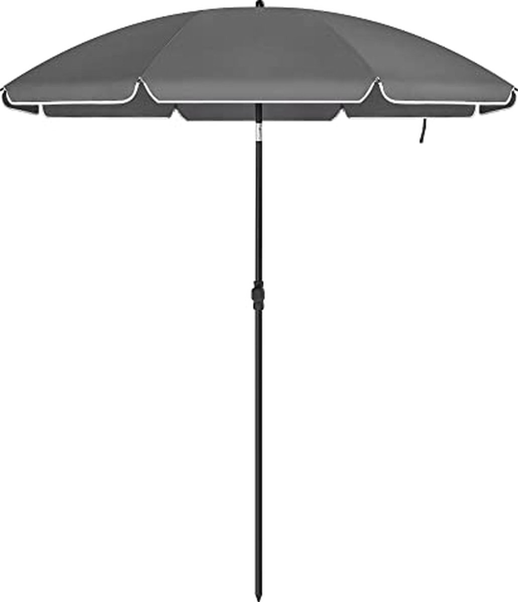 Grijze parasol voor strand en tuin, van MeubelGigant - Strandparasol met zonnescherm en strandscherm.