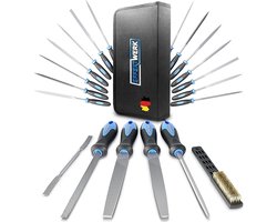 EFFEKTWERK Vijlset, 21-delig, professionele vijlenset voor hout, metaal, kunststof, vijl, kruiskop, H2, werkplaatsvijlen en naaldvijlen, vijlset,…