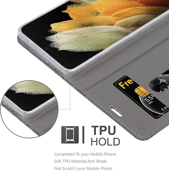 Coque Cadorabo pour Samsung Galaxy S21 ULTRA en GRIS NOIR - Coque de protection avec fermeture magnétique