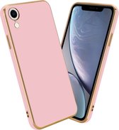 Cadorabo Hoesje geschikt voor Apple iPhone XR in Glossy Roze - Goud - Beschermhoes Case Cover van flexibel TPU-silicone en met camerabescherming