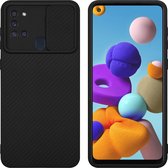 Cadorabo Hoesje voor Samsung Galaxy A21s in Bonbon Zwart - Beschermhoes van flexibel TPU-silicone Case Cover en met camerabescherming