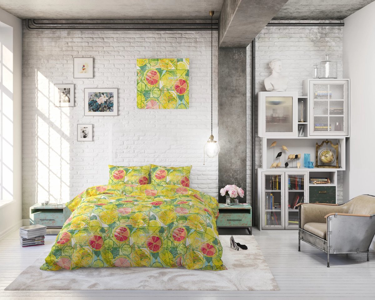 Sleep Elegance - Dekbedovertrekset - Lits-Jumeaux - 240x200/220 + 2 kussenslopen - 60x70 - Fresh Fruits Geel