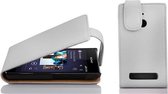 Cadorabo Hoesje geschikt voor Sony Xperia E1 in MAGNESIUM WIT - Beschermhoes in flip-design Case Cover van getextureerd imitatieleer