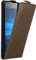Cadorabo Hoesje geschikt voor Nokia Lumia 650 in KOFFIE BRUIN - Beschermhoes in flip design Case Cover met magnetische sluiting