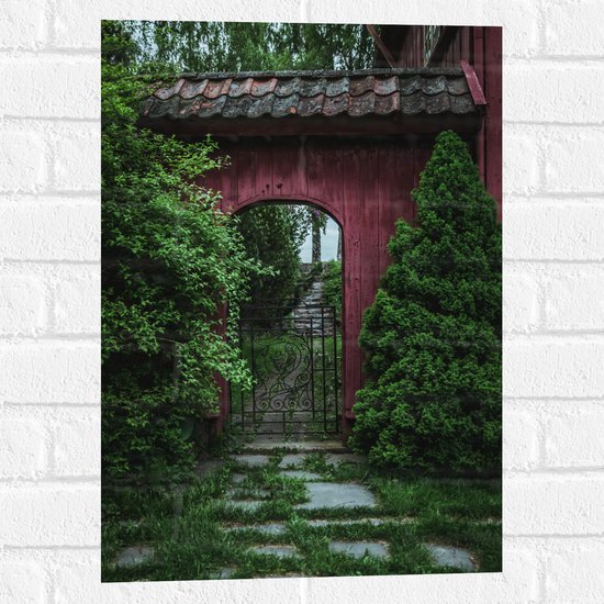 Muursticker - Rode Poort Doorgang - 40x60 cm Foto op Muursticker