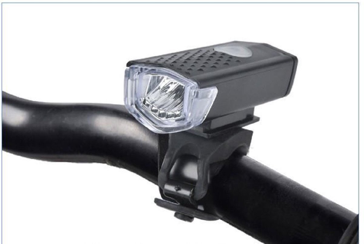 Waterdichte oplaadbare fietslamp - voorlicht- 400 lumen - Superfelle fietsverlichting met USB-kabel - Zwart - koplamp - voorlamp fiets - Merkloos