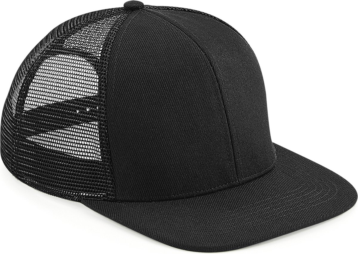 Beechfield 'Original Flat Peak 6 Panel Trucker Cap' Zwart