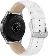 Strap-it horlogeband leer 22mm - Luxe leren crocodile bandje geschikt voor Huawei Watch GT 2 46mm / GT 3 46mm / GT 3 Pro 46mm / GT 2 Pro / Watch 3 / Watch 3 Pro - Polar Vantage M / M2 / V3 / Grit X / Grit X Pro - wit