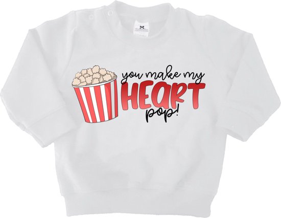 Sweater voor kind-Wit-Maat 56-you make my heart pop