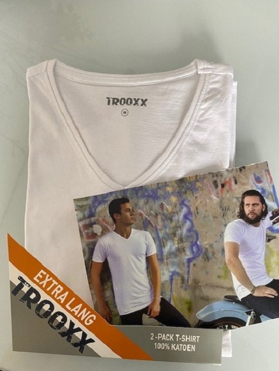 Trooxx T-shirt 6-Pack Extra Long - Col en V- White - L