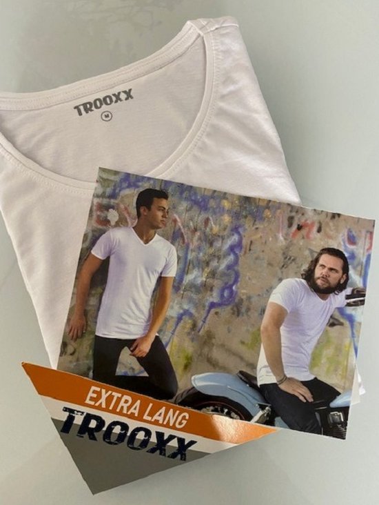 Trooxx T-shirt 6-Pack Extra Long - Col Rond - Wit - M