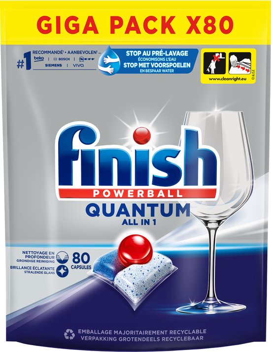 Finish Quantum All in One Regular Vaatwastabletten - 80 Capsules