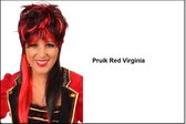 Pruik Black/Red Virginia- Festival thema feest party carnaval pruiken