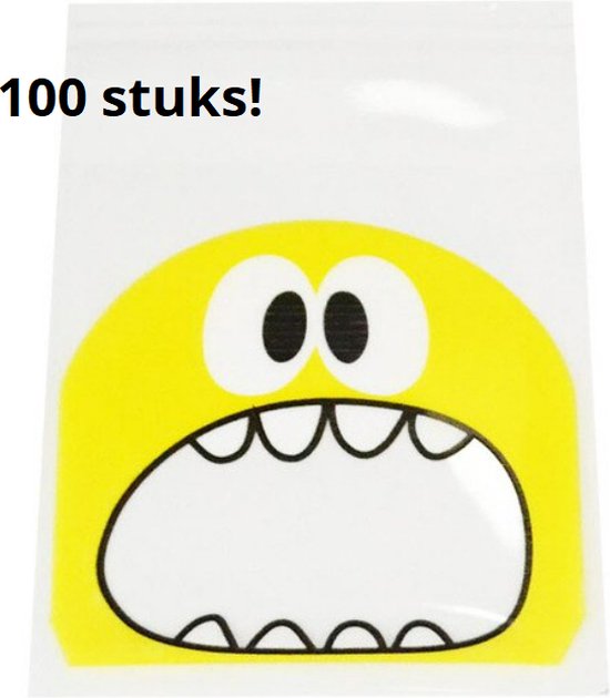 Tanden zakjes 100 st. Geel monstertje