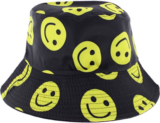 Zac's Alter Ego - Black Reversible Smiley Face Bucket hat / Vissershoed - Multicolours