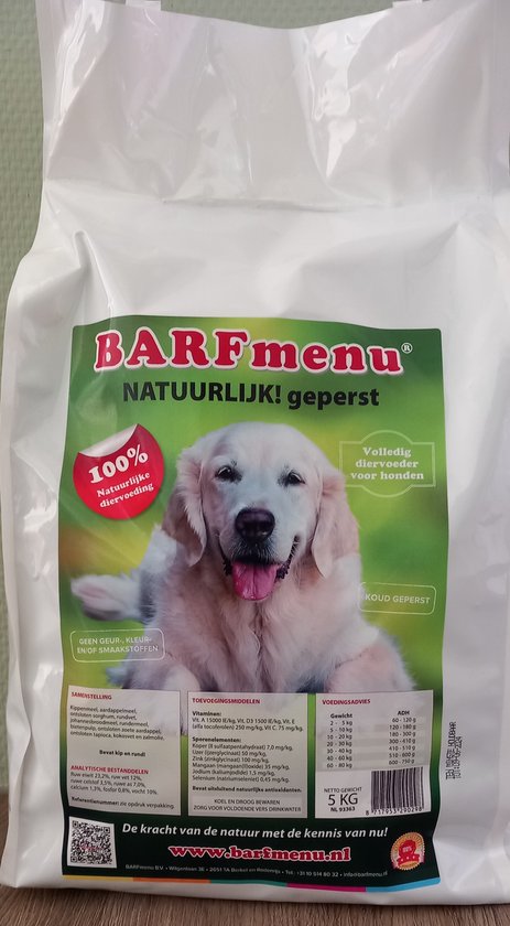 BARFmenu Hondenvoer Natuurlijk Geperst 15 kg - Hond