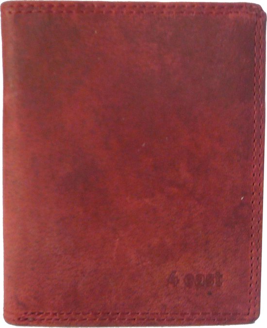 4 East Rode Echt Leren Portemonnee - RFID - 14 Creditcardvakjes - Ritscompartiment - Compact Formaat 9cm x 2cm x 11cm – Billfold Portemonnee voor Heren & Dames
