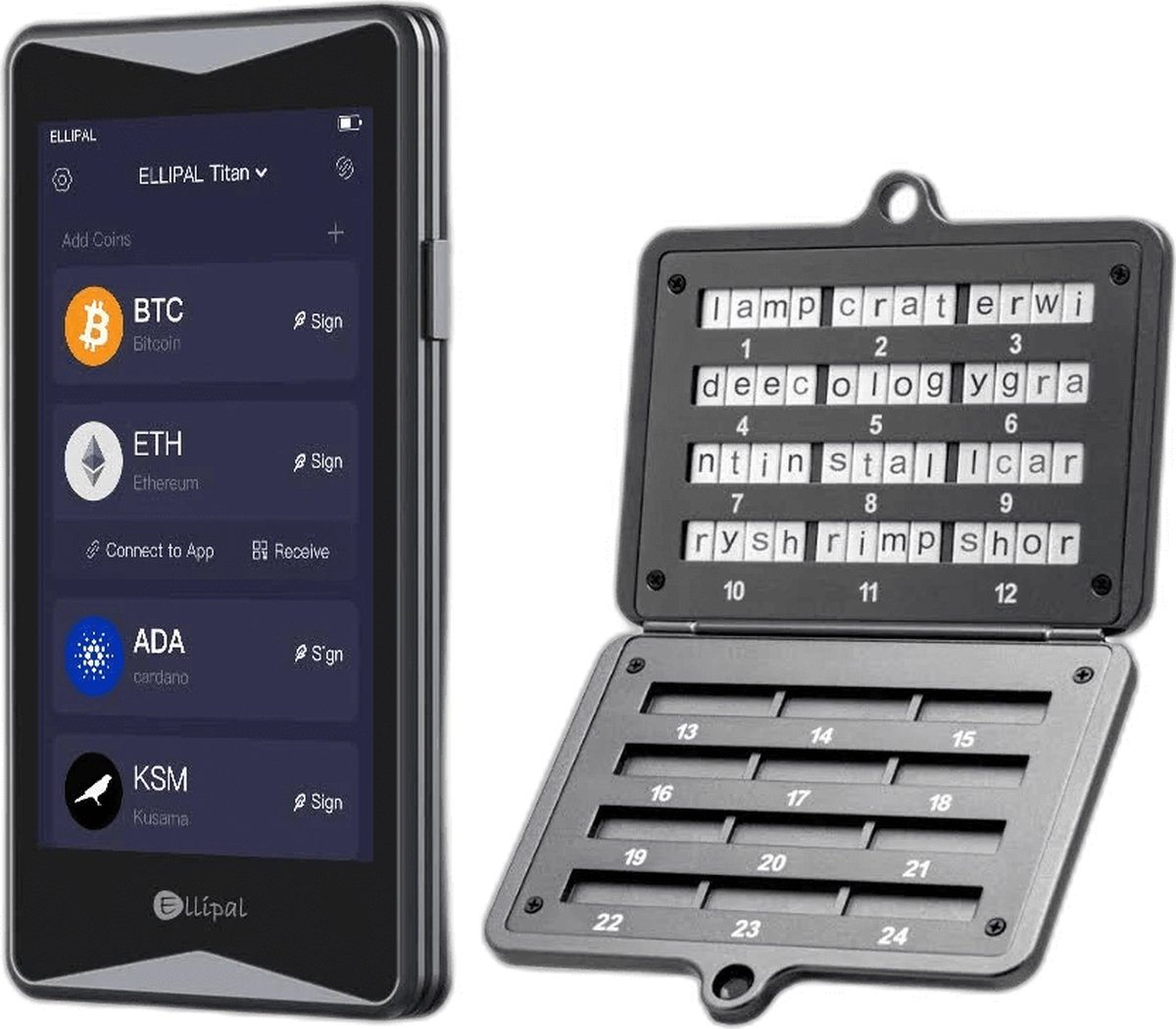 Ellipal Titan Bundel + Ellipal Mnemonic Metal Hardware Wallet Seed Phrase...