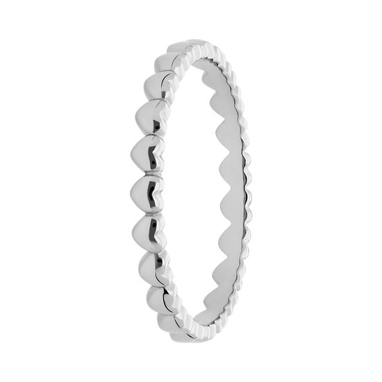 Lucardi Dames Zilveren rhodiumplated ring met hartjes - Ring - 925 Zilver - Zilverkleurig - 17.5 / 55 mm