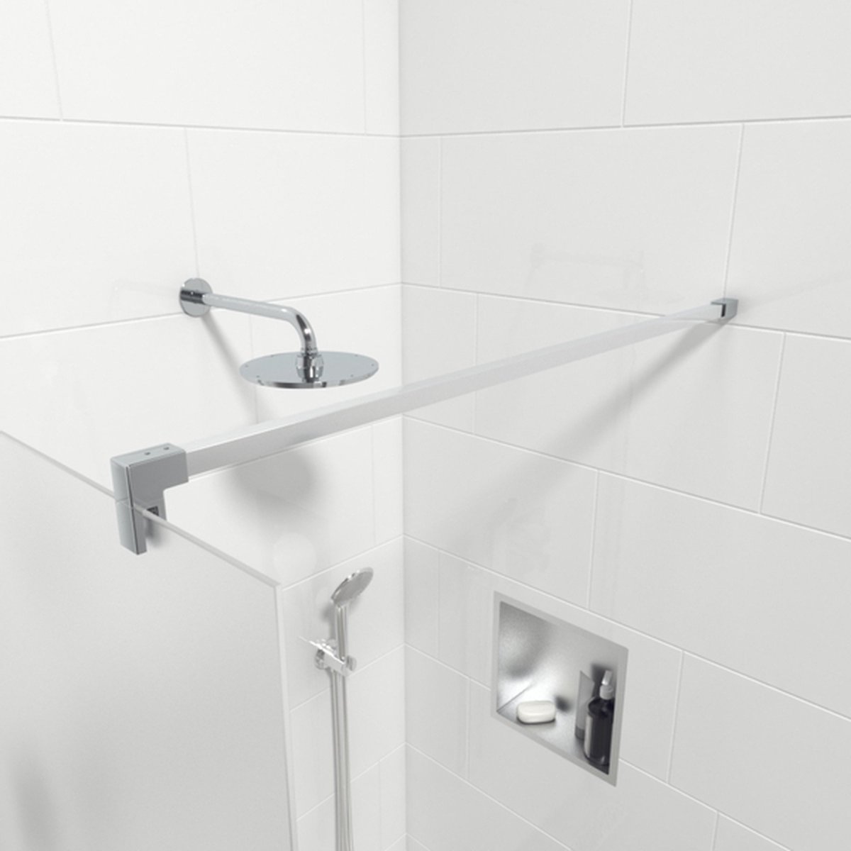 Saniclass Bellini inloopdouche 90x200cm veiligheidsglas mat glas anti kalk chroom
