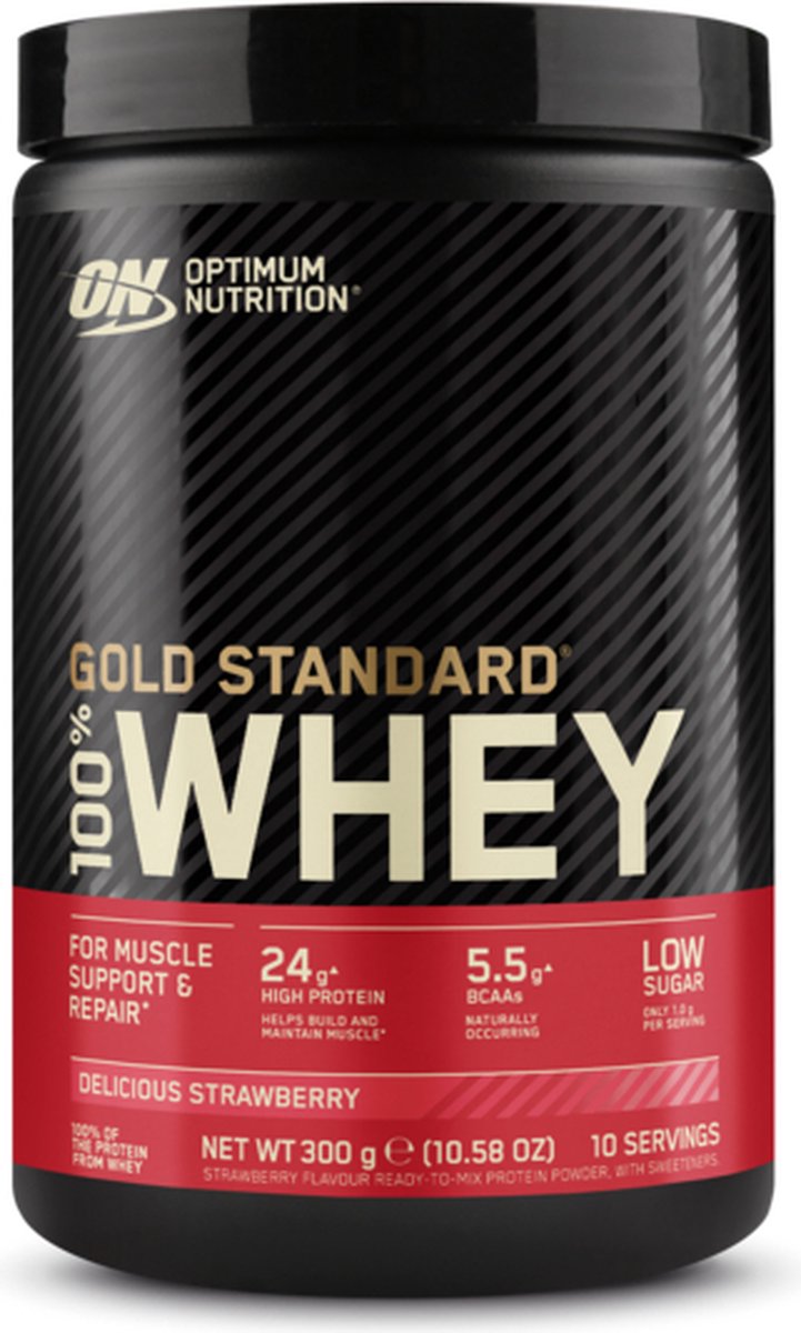 Optimum Nutrition Gold Standard 100% Whey Protein - Strawberry - Proteine Poeder - Eiwitshake - 10 doseringen (300 gram)