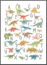No Filter Dinosaurus Alfabet Poster - 21x30 cm (A4 formaat) - Nederlands - Kinderkamer Educatief ABC - Dino poster