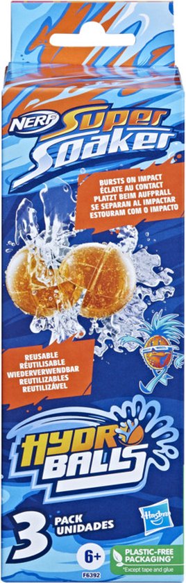Nerf Paquet de 3 balles Super Soaker Hydro Balls, réutilisables et remplissables à l'eau