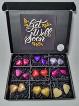 Hartjes Box met Chocolade Hartjes & Mystery Card 'Get Well Soon' met persoonlijke (video) boodschap | Valentijnsdag | Moederdag | Vaderdag | Verjaardag | Chocoladecadeau | liefdevol cadeau