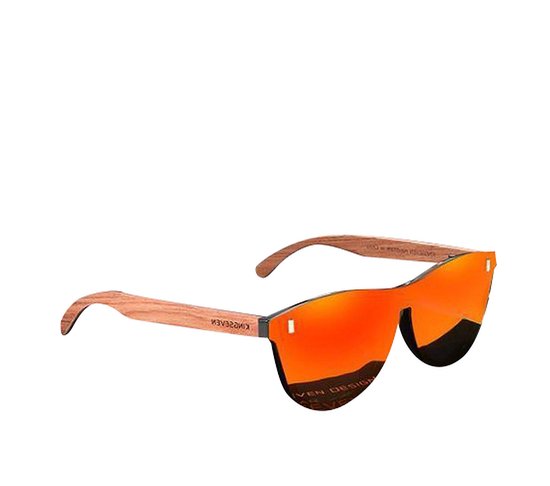 KingSeven Zonnebril Heren - Bamboe - Oranje - Polarisatie Filter - UV400 van Kingseven — afbeelding 2