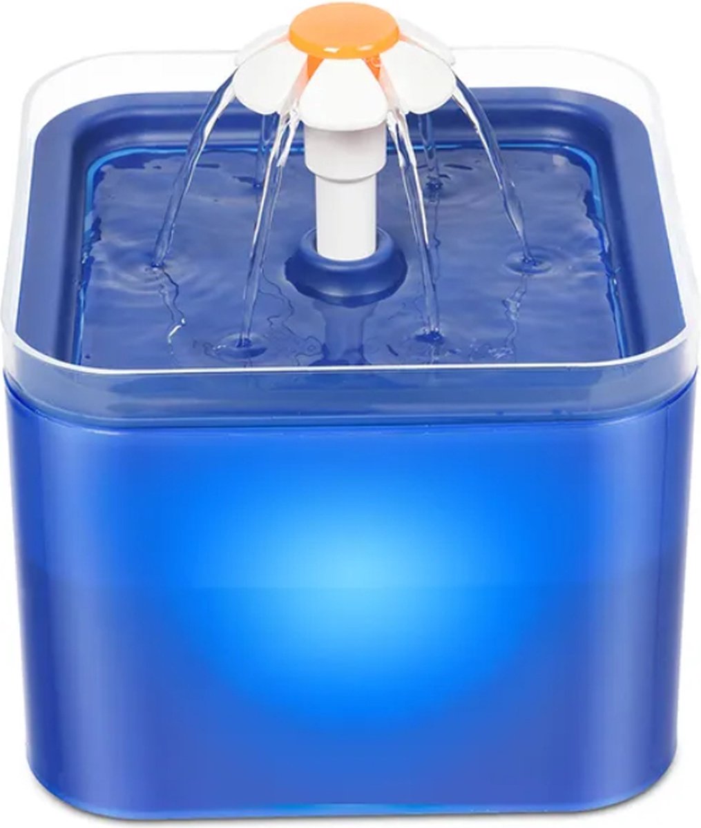 Drinkfontein | Kattenfontein | automatische drinkfontein voor katten en honden | ultralichte waterfontein met actieve koolfilter en waterpomp | 2 liter | Blauw