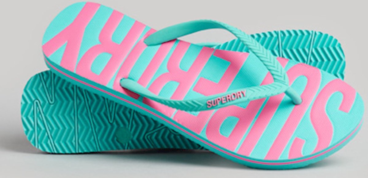 Superdry Dames Veganistische Vintage teenslippers 80h – Aqua