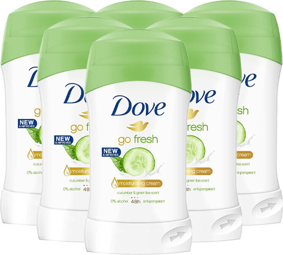 Goedkoopste Dove Go Fresh Cucumber Green Tea Deodorant Vrouw - 6 x 40 ml - Deodorant Vrouw Voordeelverpakking