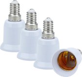 Intirilife E14 naar E27 fittingadapter in WIT - 4x lampadapter voor het omzetten van E14 naar E27 - set van 4 converters voor fitting voor gloeilampen, LED, halogeen, spaarlampen
