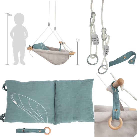 Small Foot - Babyschommel met kussen - Seaside (I-SF12327 Small Foot - Babyschommel met kussen - Seaside (I-SF12327