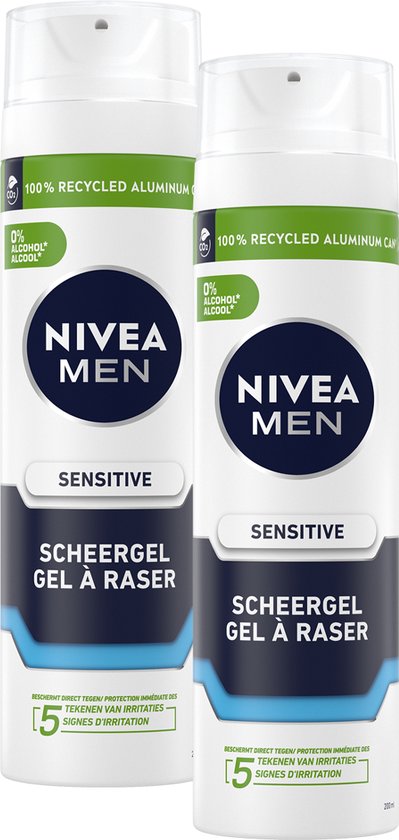NIVEA MEN Sensitive Scheergel - 2 x 200 ml - Voordeelverpakking