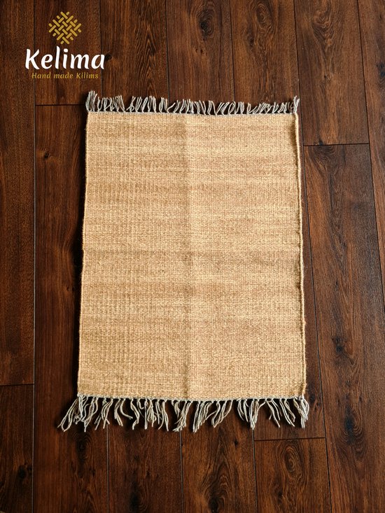 Handgemaakt Kelim vloerkleed 60 cm x 80 cm - Naturel Wol tapijt Kilim Uit Egypte - Handgeweven Loper tapijt - Woonkamer tapijt