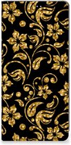 Bookcase Cadeau voor Oma Xiaomi 12T | 12T Pro Telefoonhoesje Gouden Bloemen