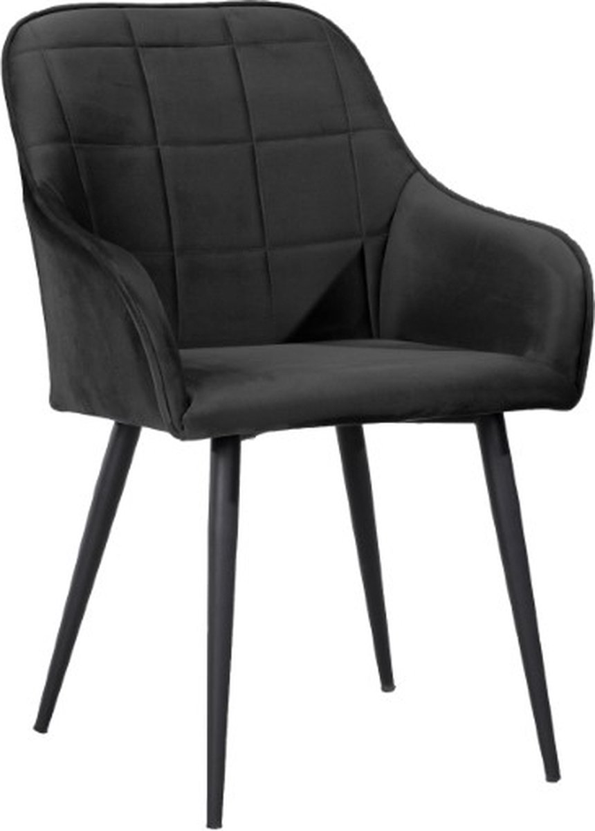 Soof&Tess - Set van 2 - Varese Eetkamerstoel - Zwart - Fluweel - Velvet - Industrieel - Met armleuning - Easy Clean Stoffen - Hoge Kwaliteit
